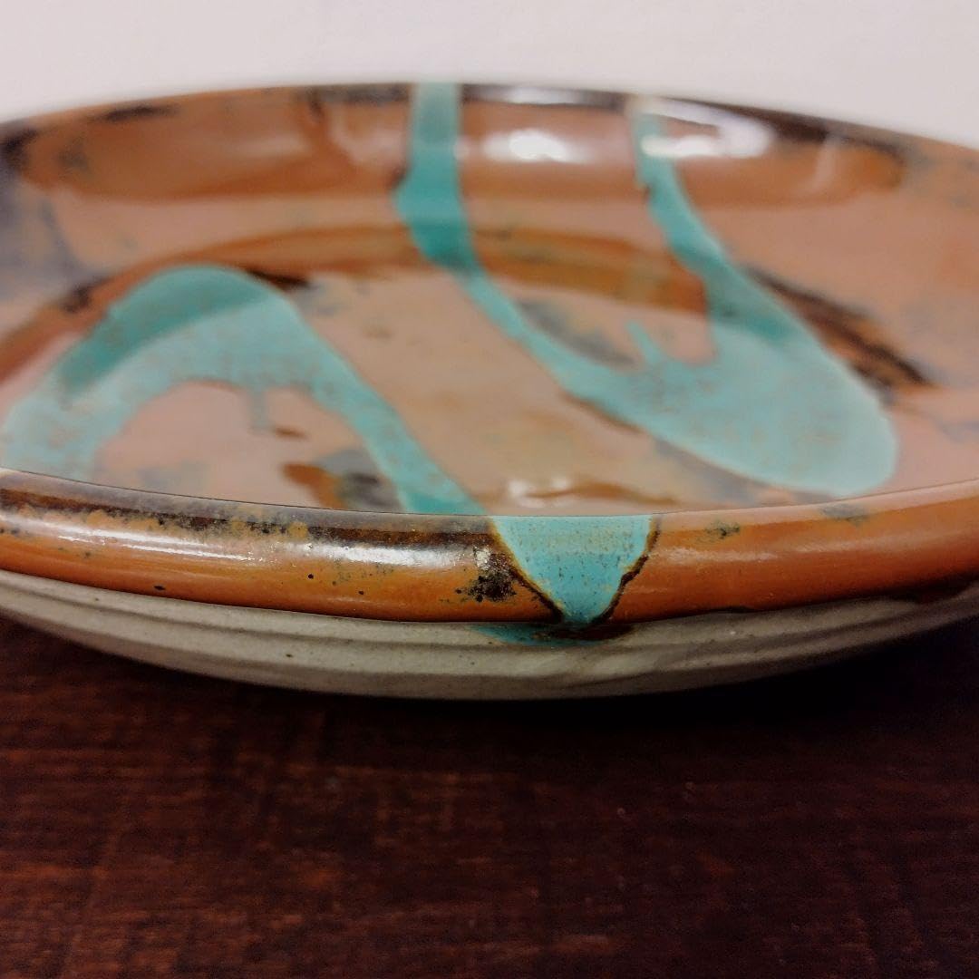 Amazon.co.jp: 益子焼 柿釉青流描大鉢 大皿 直径 約30cm 高さ 約